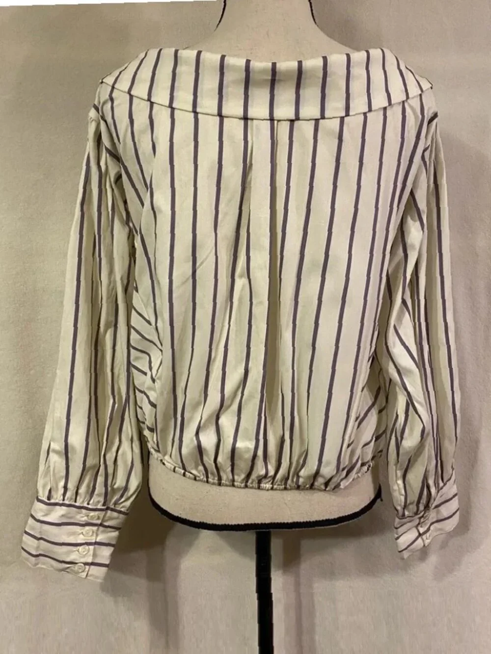 NWT Free People Lookin' for A Love ivory purple striped  button up tie top